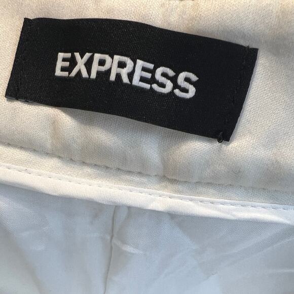 NWT Express Wide Leg High Rise Pants Ivory Chevron Women's Size 12R Lined Casual - Picture 6 of 9